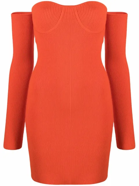Helmut Lang Contour sweetheart-neck mini dress Orange M02HW707