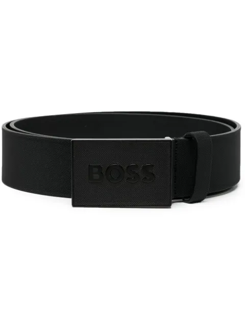BOSS logo-plaque leather belt Black 50471333