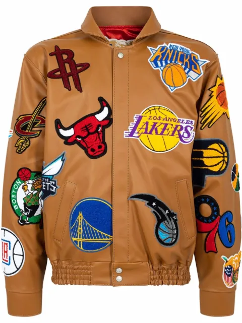 Jeff Hamilton NBA Collage faux-leather jacket Brown NBA201CAM