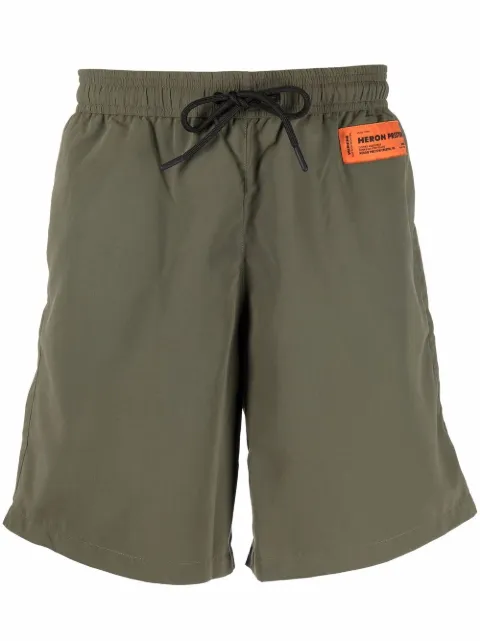 Heron Preston drawstring-waist logo-patch shorts Green HMFA005S22FAB0015500