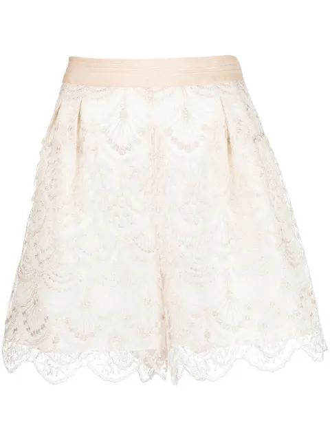 SHIATZY CHEN art-deco lace shorts Neutrals 123053