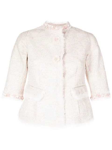SHIATZY CHEN bead-embellished tweed jacket Pink 123116