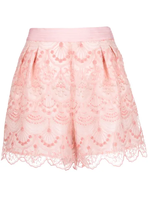 SHIATZY CHEN art-deco lace shorts Pink 123053