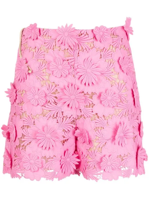 Oscar de la Renta floral-lace high-waisted shorts Pink 22FN320CLG