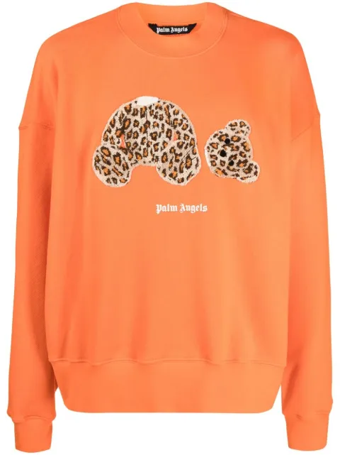 Palm Angels Leopard Teddy sweatshirt Orange PMBA026S22FLE0072060