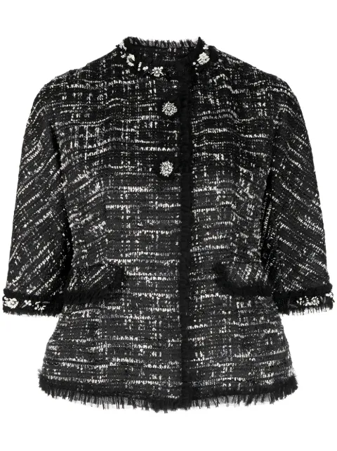 SHIATZY CHEN bead-embellished tweed jacket Black 123116
