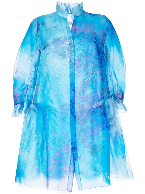 SHIATZY CHEN flowerful silk puff-sleeve jacket Blue 123496