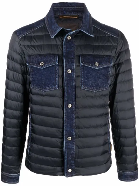Moorer denim-detail padded jacket Blue CRESPI104S