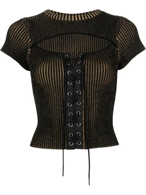 Andersson Bell cut out-detail ribbed knitted top Black ATB718W