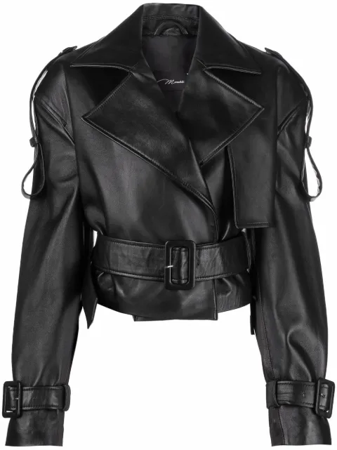 Manokhi Hana cropped biker jacket Black MANO369A272HANABLACK