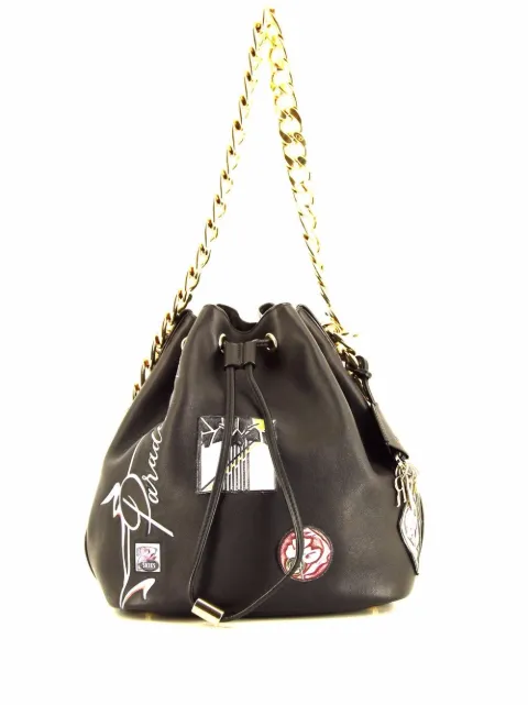 Christian Dior Pre-Owned 2016 logo-patches bucket bag Black 386262