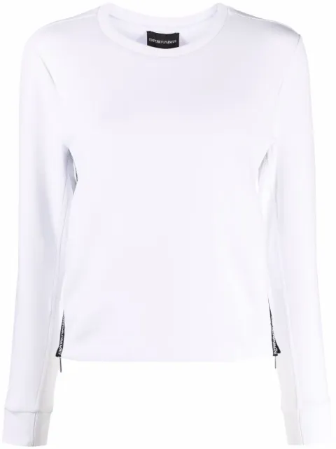 Emporio Armani logo-trim long-sleeved sweatshirt White 3L2M6C1JHSZ