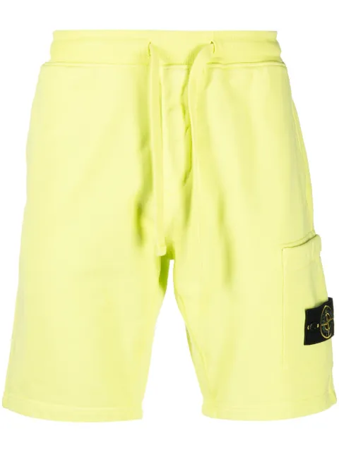 Stone Island Compass-patch cotton track shorts Yellow 761564651