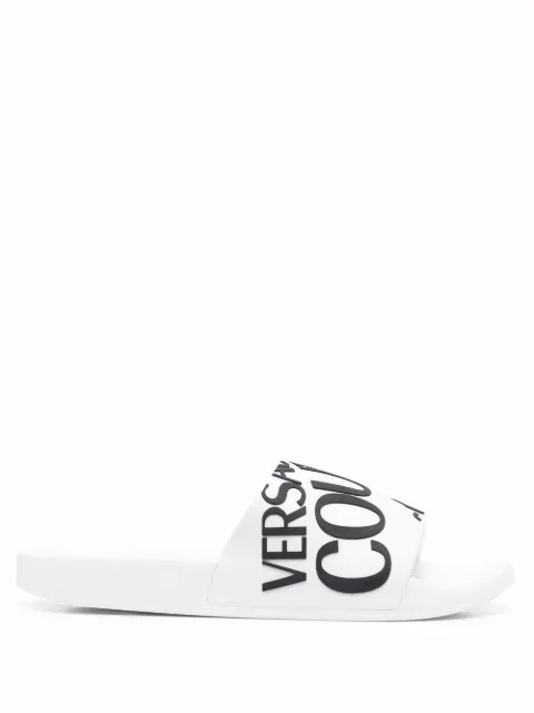 Versace Jeans Couture diagonal logo flat slides White 71VA3SQ171352003