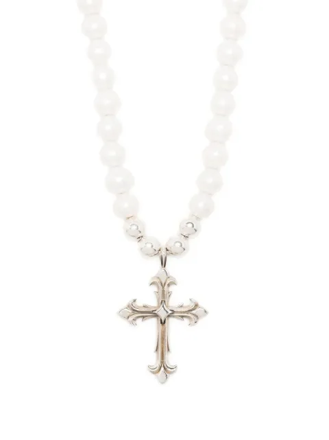 Emanuele Bicocchi Pearl Necklace With Cross White PRCN1