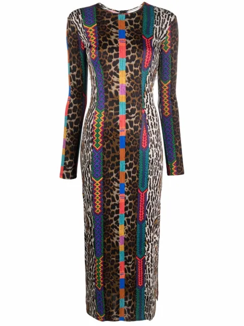 Pierre-Louis Mascia braided leopard-print midi dress Black 11408