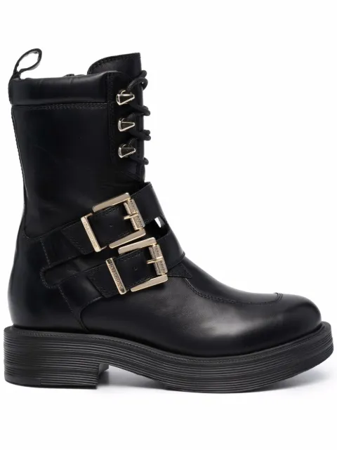 Love Moschino buckle-fastening combat boots Black JA24344G1FIA0