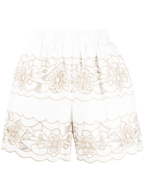RED Valentino floral embroidered high-waisted shorts White RRF00Z6FC