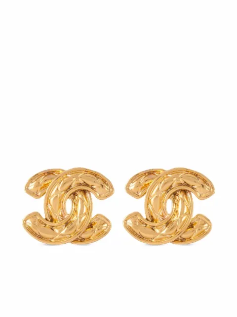 CHANEL Pre-Owned 1980s CC diamond-quilted clip-on earrings Gold ER025311
