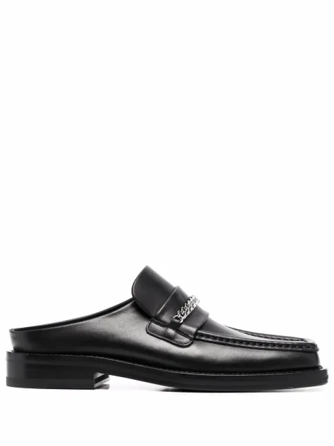 Martine Rose square-toe leather loafers Black CMRSS221025LHW
