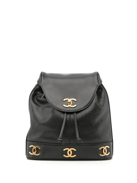 CHANEL Pre-Owned 1992 Triple CC flap backpack Black 2734530