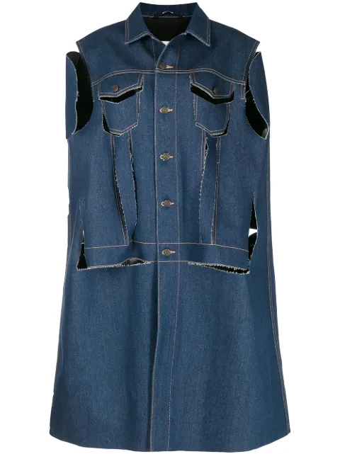 Maison Martin Margiela Pre-Owned distressed-effect denim cape coat Blue DPVC0222MMCO