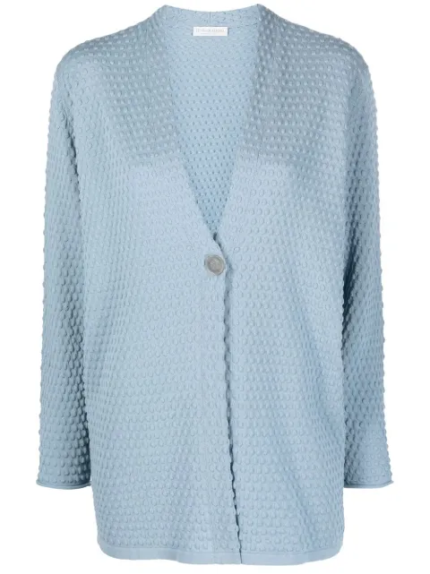 Le Tricot Perugia textured button-front cardigan Blue 26902