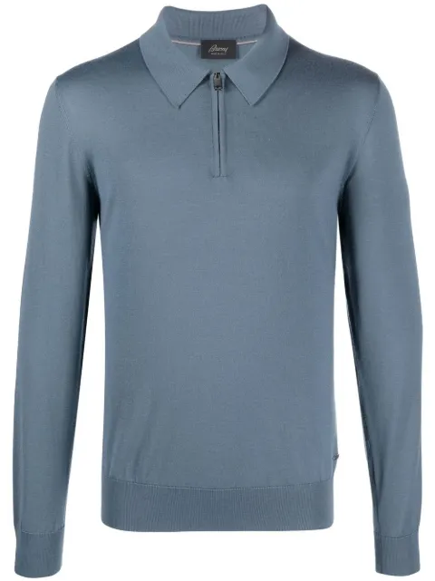 Brioni polo-collar wool jumper Blue UMS10LOZK82