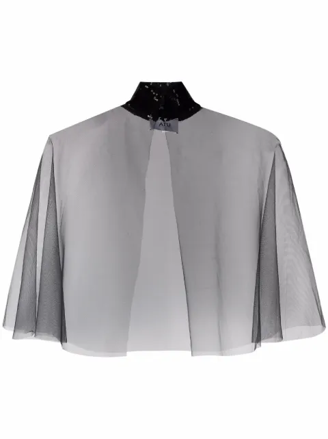 Atu Body Couture sequin-embellished sheer top Black AT22189