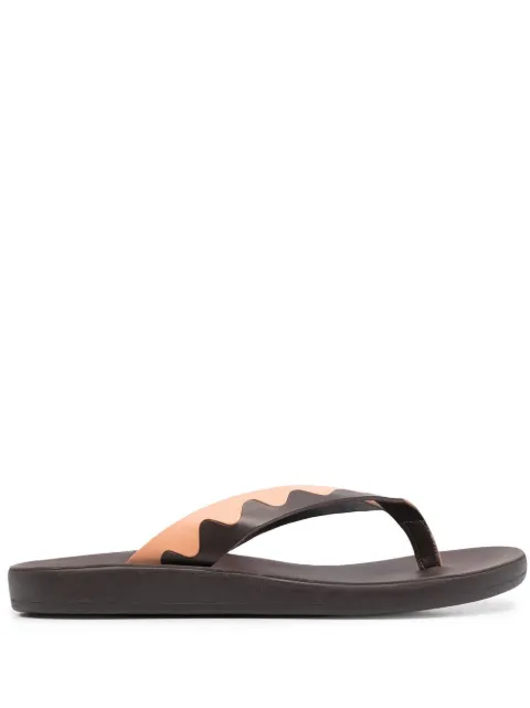 Ancient Greek Sandals Ammos two-tone leather flip-flops Brown AMMOSMENVACHETTATMORONATURAL