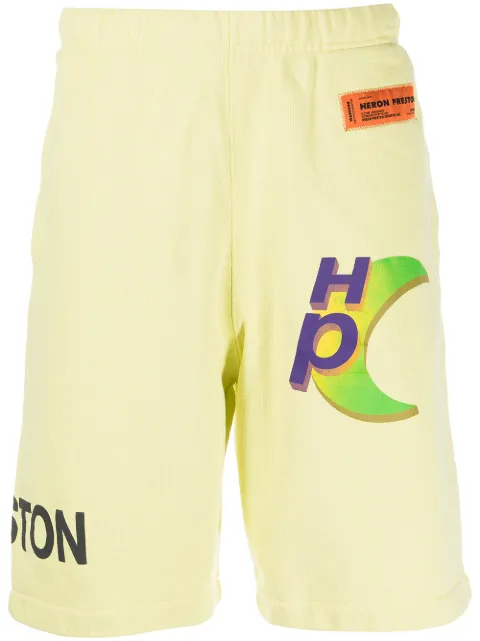 Heron Preston logo-print track shorts Yellow HMCI007S22JER0031518