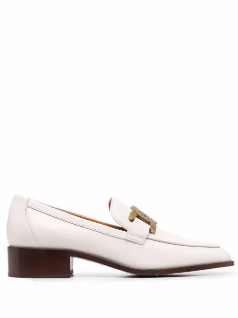 Tod's logo-plaque leather loafers Neutrals XXW28K0FR00GOCB015