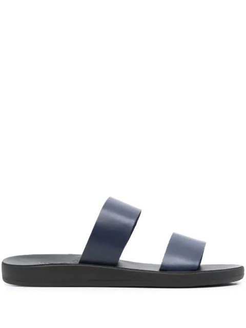 Ancient Greek Sandals Ulysses Comfort leather sandals Blue ULYSSESCOMFORTVACHETTAMARINEBLACKSOLE