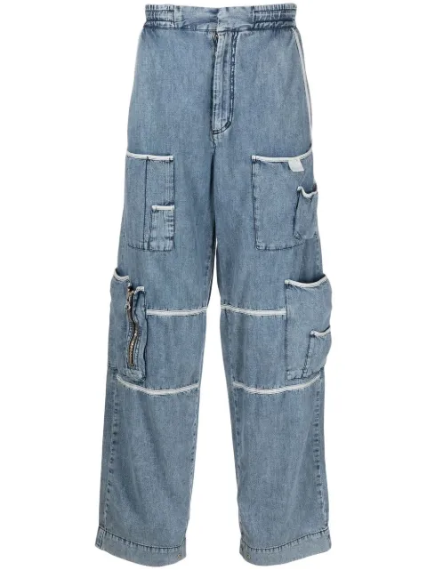 Diesel wide leg cargo distressed jeans Blue A059400EIAQ