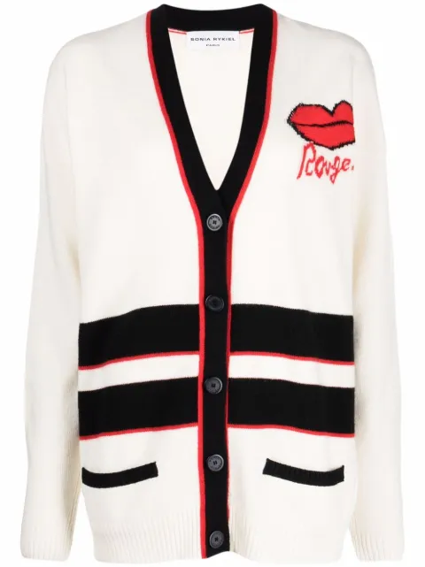 Sonia Rykiel striped-trim long cardigan Neutrals 122EC005AC