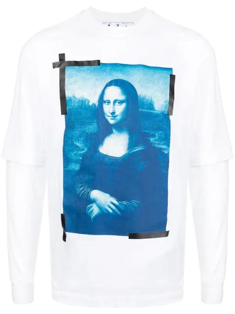 Off-White Monalisa-print long-sleeve cotton T-shirt White OMAB068C99JER0010145
