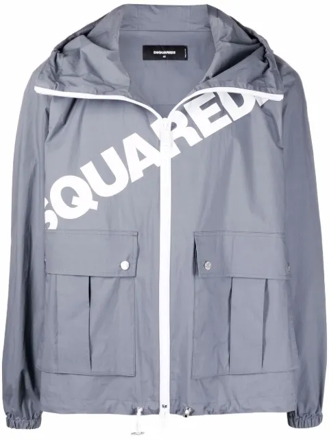 DSQUARED2 logo-print hooded jacket Grey S71AN0361S53730