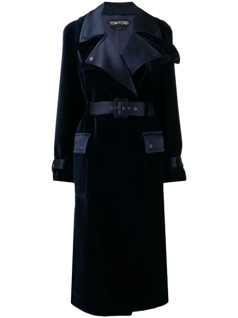 TOM FORD notched-lapels belted coat Blue CP1554FAX171