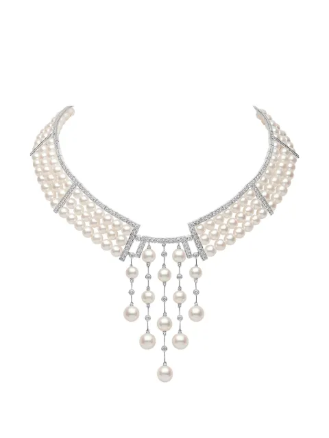 Yoko London 18kt white gold Raindrop Akoya Pearl and diamond necklace Silver Q2196NLET