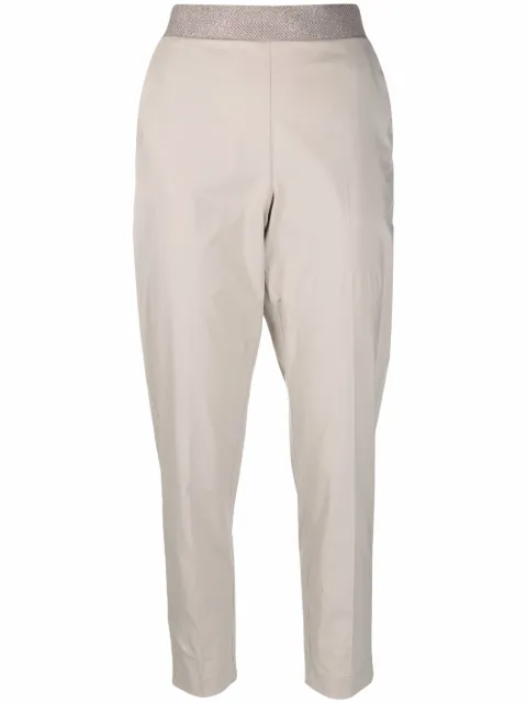 Le Tricot Perugia contrast-waist tapered trousers Neutrals 76643