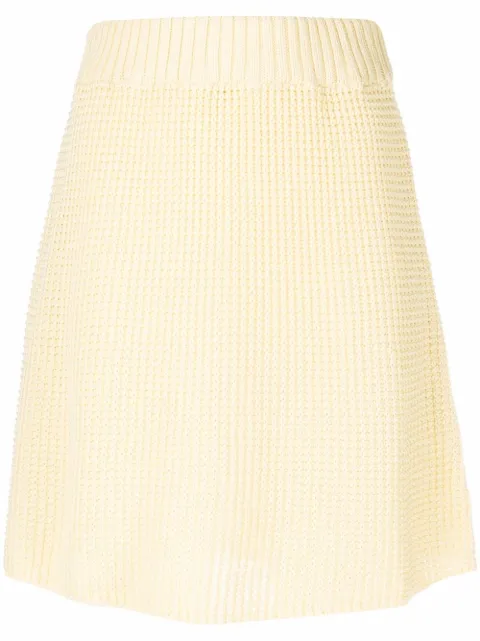 Rodebjer elasticated-waist organic-cotton knitted skirt Yellow 2210195