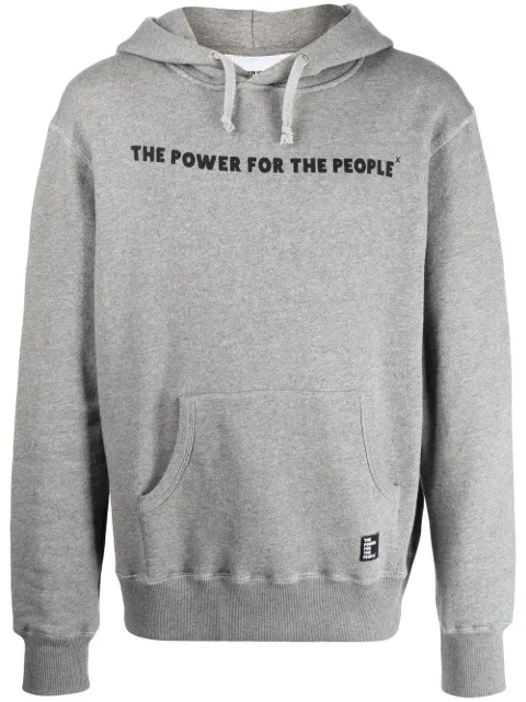 The Power For The People logo-print detail hoodie Grey 0017CHESTLOGOHOODEDSWEATGREY