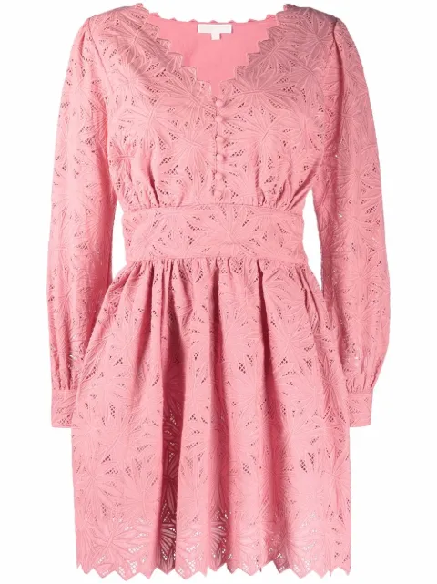 Michael Michael Kors scalloped-hem embroidered dress Pink MS280XV4MM