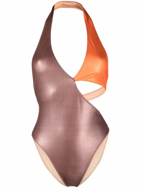 ALESSANDRO VIGILANTE asymmetric swimsuit Brown SW09PLF