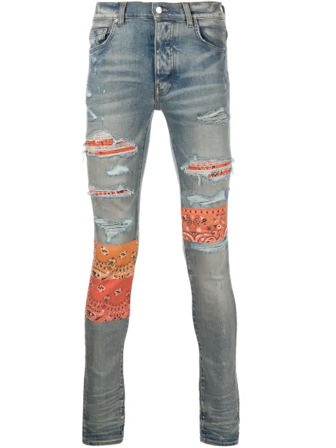 AMIRI Bandana Artpatch skinny jeans Blue PS22MDS140