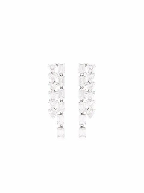 SHAY 18kt white gold double diamond waterfall earrings Silver SE321