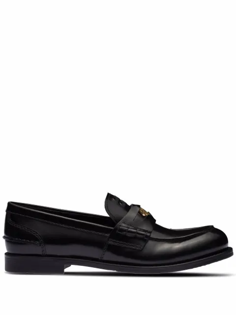 Miu Miu brushed leather penny loafers Black 5D773DF020ULX