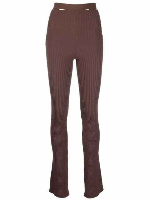 ANDREĀDAMO ribbed-knit flared trousers Brown ADSS22PA04031477