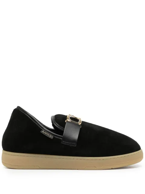 Lanvin velvet logo-buckle slippers Black FMFSDL02SHEAH21