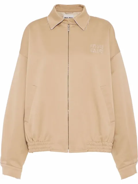 Miu Miu oversized cotton blouson jacket Neutrals ML8431UPX